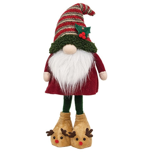 Standing Plush Wobble Santa Gnome w/Reindeer Slippers