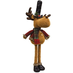 Plush Festive Rustic Standing Reindeer w/Extendable Legs