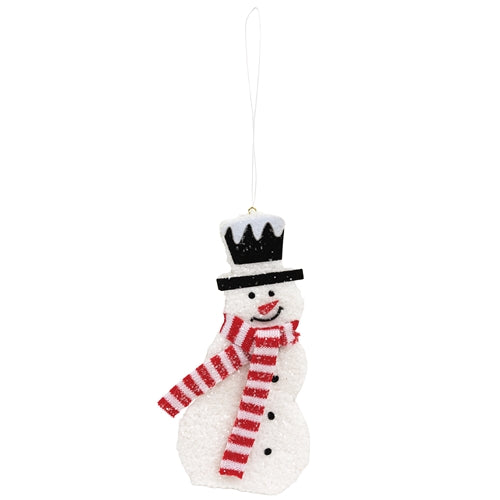 Fuzzy Glittered Snowman w/Scarf Hanger - 8.75"H