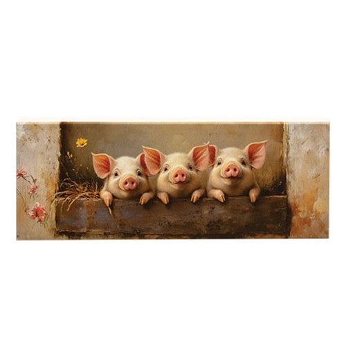Peeking Piggy Trio Block - 9" x 3.5"