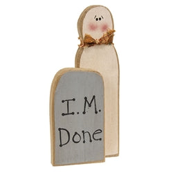 Distressed Wooden Ghost w/Sayings Grave Stone - 3 Asstd.