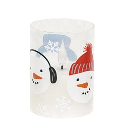 Scattered Snowman & Snowflake Glass Timer Pillar - 4"
