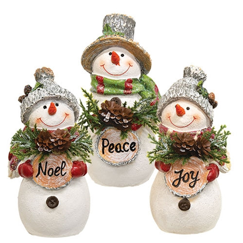 Resin Wood Sign Snowman - 3 Asstd.