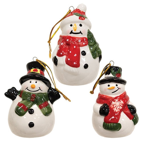 Ceramic Snowman Ornament - 3 Asstd.
