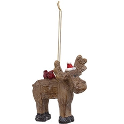Resin Nordic Carved Look Holiday Moose Ornament - 2 Asstd.