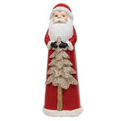 Resin Glitter Winter Floral Santa Figure - 5.5"H - 2 Asstd.