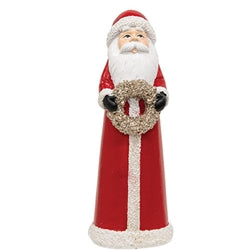 Resin Glitter Winter Floral Santa Figure - 5.5"H - 2 Asstd.