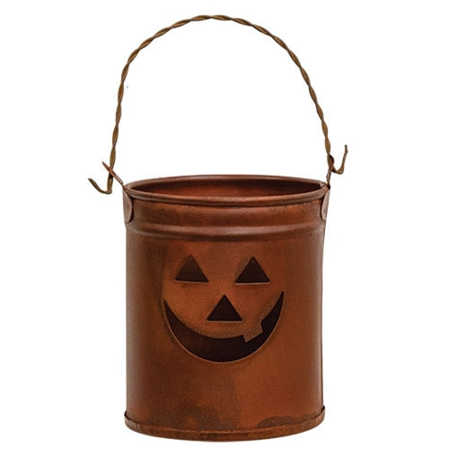 Rusty Metal Jack O Lantern Face Luminary