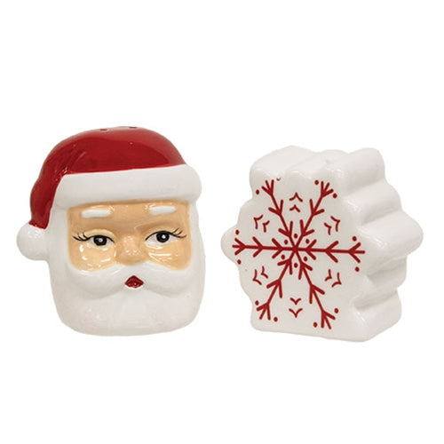 2/Set - Ceramic Santa & Snowflake Salt & Pepper Shakers
