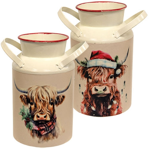Holiday Highland Milk Can - 2 Asstd.
