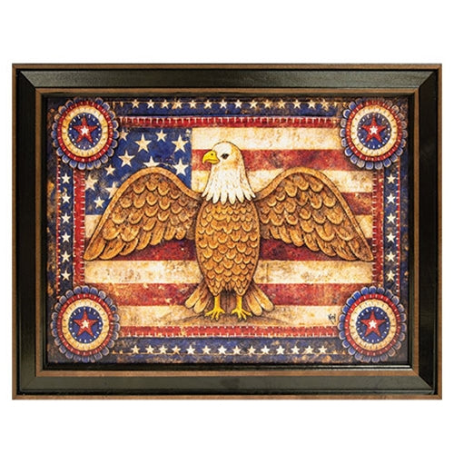 Patchwork Eagle Flag Framed Print - 12x16