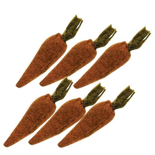 6/Set Felt Carrots 3.25"