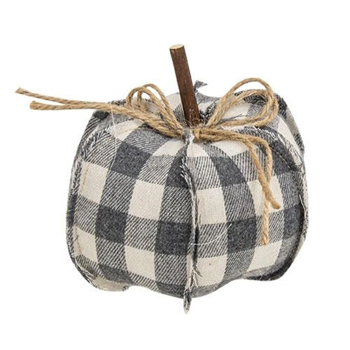 Gray Buffalo Check Stuffed Pumpkin 4.75"