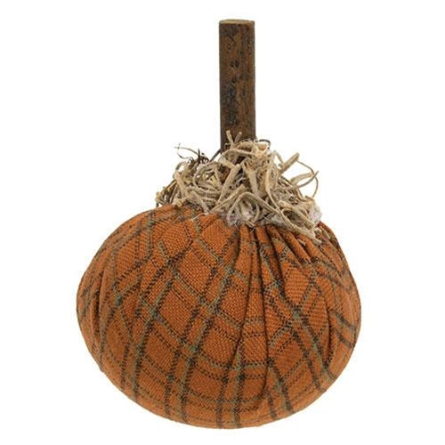 Orange Plaid Mossy Pumpkin 3"