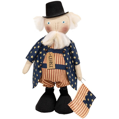 Stuffed Standing George Doll w/Flag