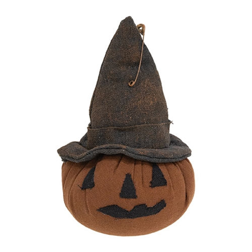 Grungy Stuffed Witchy Jack O Lantern Head Sitter - 4" x 7"
