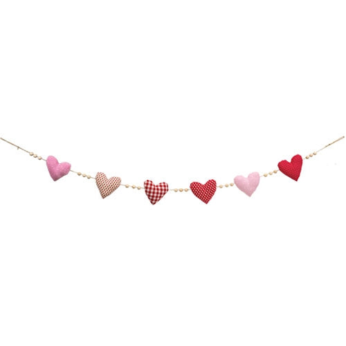 Vintage Patchwork Hearts Garland - 60"L