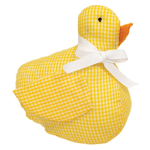 Yellow Gingham Stuffed Duck - 5.5"H