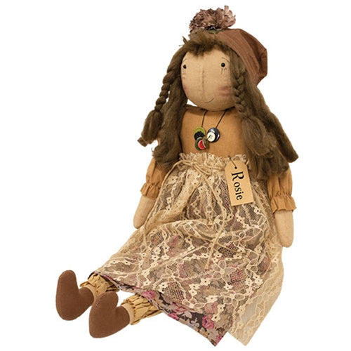 Vintage Rosie Blooms Doll w/Button Necklace