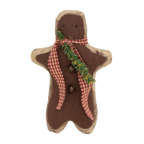 Olde Thyme Country Check Scarf Gingerbread Man - 7.5"H