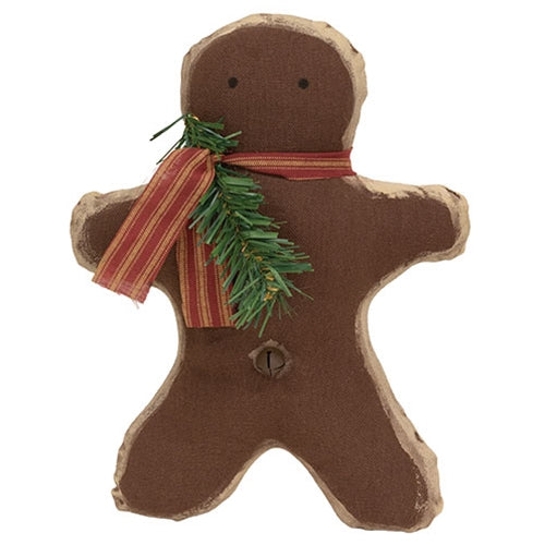 Olde Thyme Ticking Stripe Scarf Gingerbread Man - 10"H
