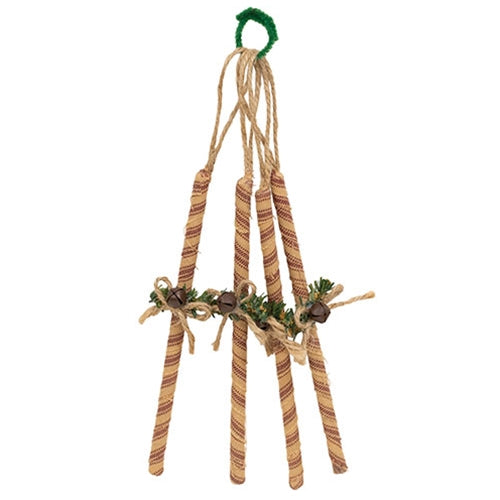 4/Set - Primitive Peppermint Jingle Twist Ornaments
