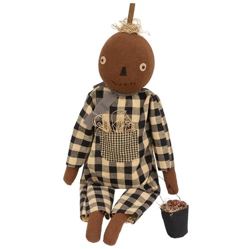 Primitive Pumpkin Boy with Apple Pail