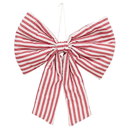 Red Striped Bow - 13.5"H