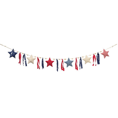 Rustic Mixed Pattern Raggedy Star Garland - 5 Ft.