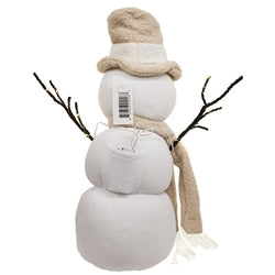 Fuzzy Plush Three Stack Top Hat LED Snowman w/Arms