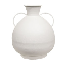Distressed White Metal Two Handled Vase - 14"H - 2 Asstd.