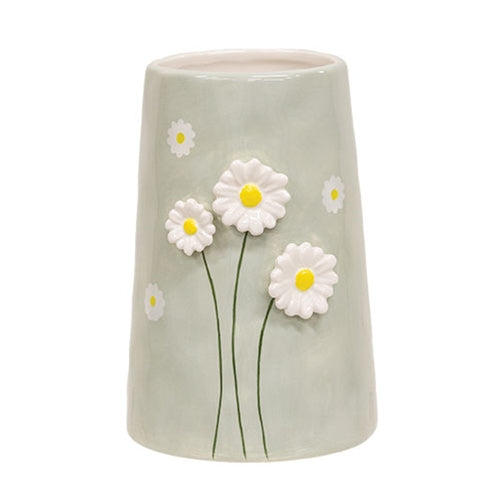 Ceramic Raised Daisy Vase - 6.5"H