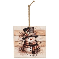 Vintage Pattern Snowman Ornament - 4" Sq. - 3 Asstd.
