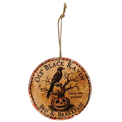 Witchy Raven Inn Ornament - 4" Dia. - 3 Asstd.