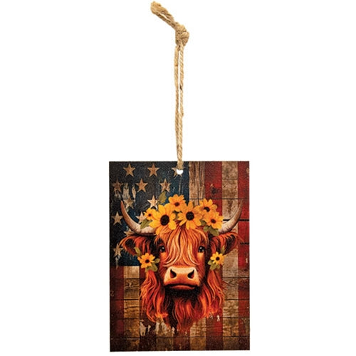 Daisy Highland & Flag Rectangle Ornament