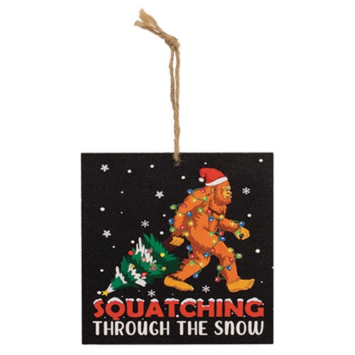 Squatching Through the Snow Ornament - 4" Sq.