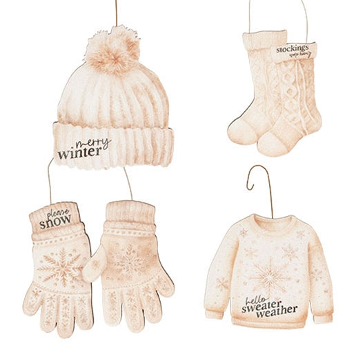 Sparkle Snowflake Winter White Ornament - 4 Asstd.