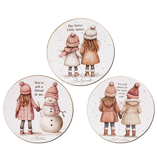 Sister Of My Soul Round Wooden Magnet - 3 Asstd.