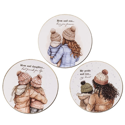 Mom Joy Round Wooden Magnet - 3 Asstd.
