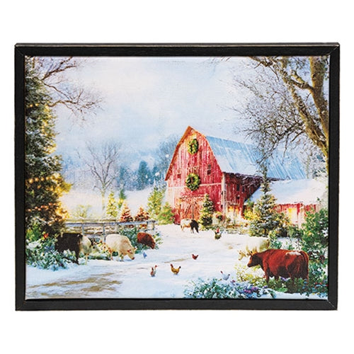 Winter Farm Animal Friends Framed Canvas - 10.5" x 8.5"
