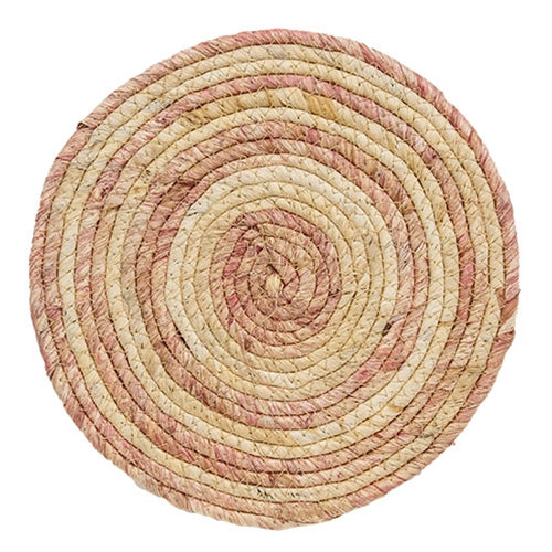 Woven Natural and Rose Seagrass Table Mat - 10"