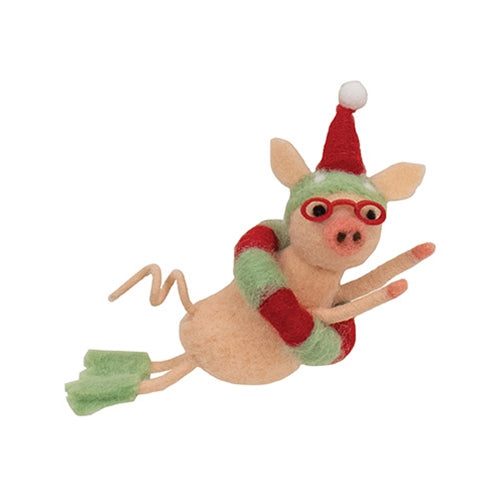 Beach Pig Felted Ornament