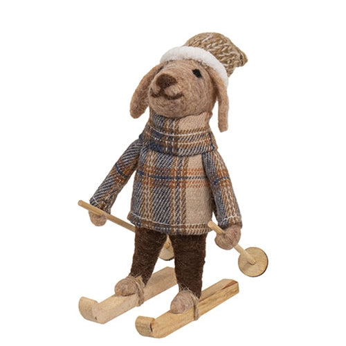 Ski Chalet Dog Felted Ornament
