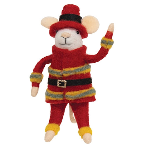 Fireman Mouse Felted Ornament