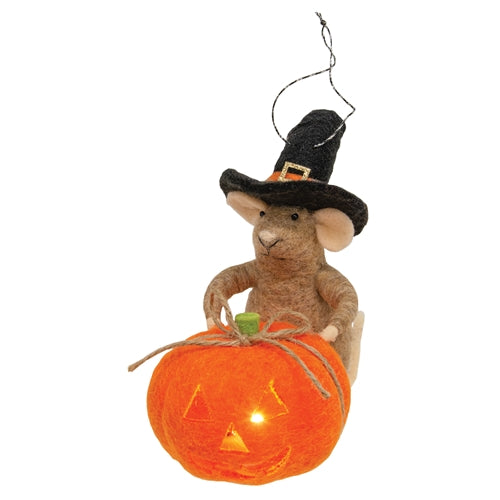 Halloween Mouse Felted Ornament w/LED Light