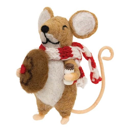 Cookies and Milk Mouse Felted Ornament