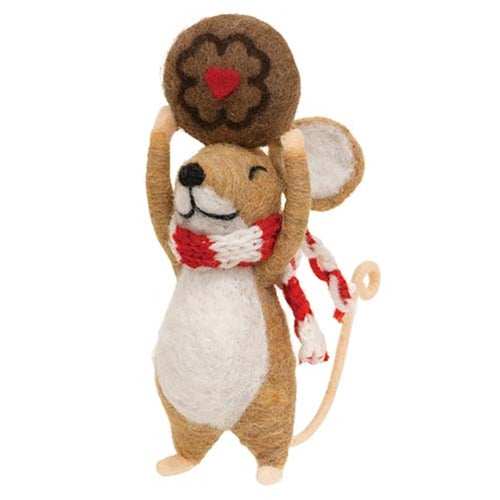 Christmas Cookie Mouse Felted Ornament