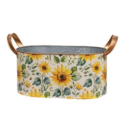 2/Set - Oval Metal Sunflowers Buckets With Handles
