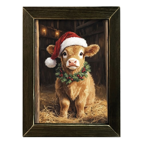 Baby Christmas Bull Framed Print - 12x16