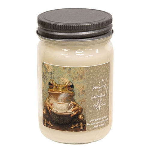 Roasted Caramel Coffee Art Label Mason Candle